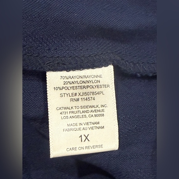 NURODE Plus Size Puff Shoulder
Button Front Peplum Top - Picture 5 of 7